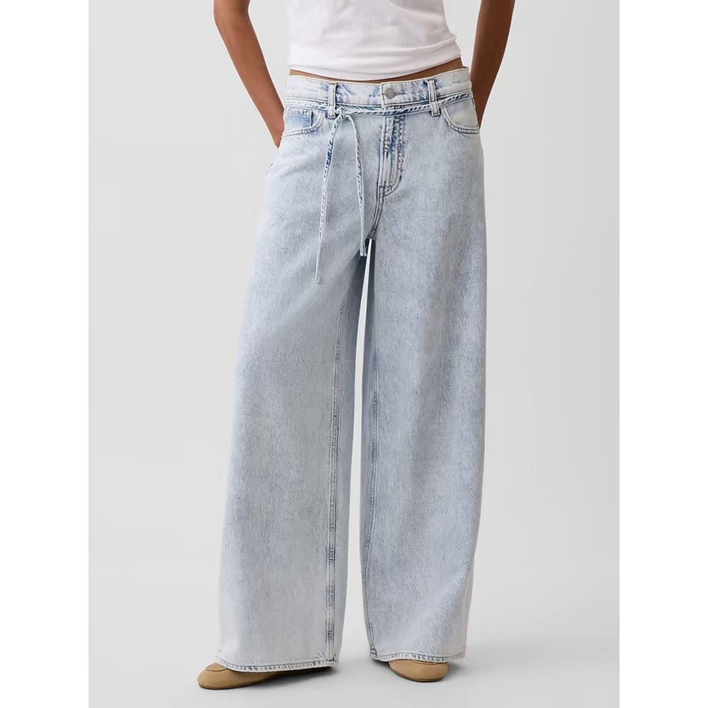 Gap Mid Rise UltraSoft Baggy Micro Belt Jeans - 26 - Picture 3 of 6